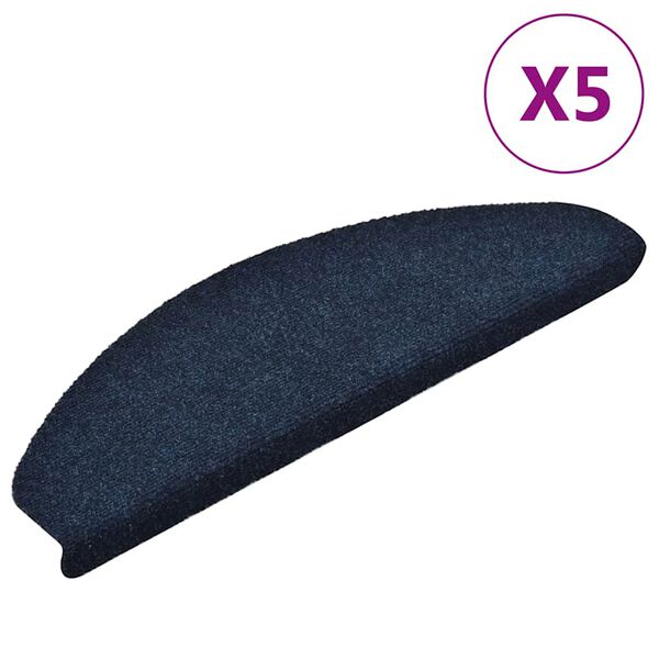 vidaXL Stair Mats Self-adhesive 5 pcs 65x21x4 cm Navy Half Round Large
