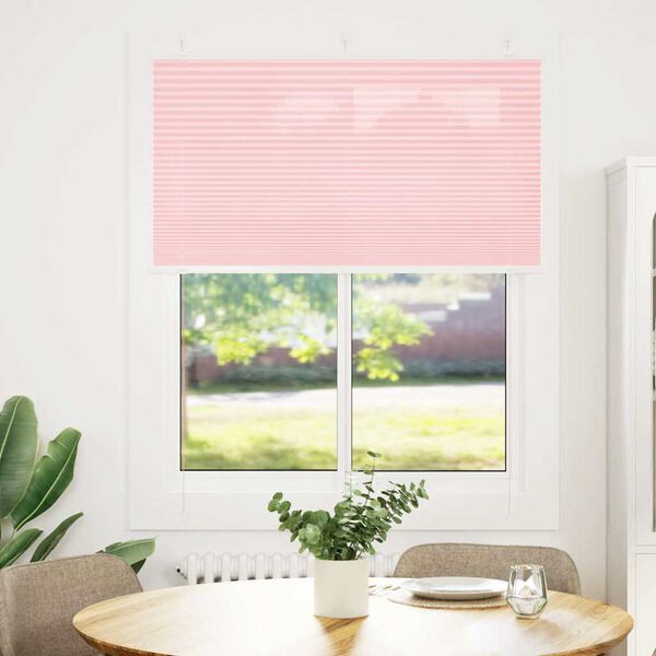 vidaXL Pleated Blind Pink 110x150 cm Fabric Width 109.4 cm Polyester