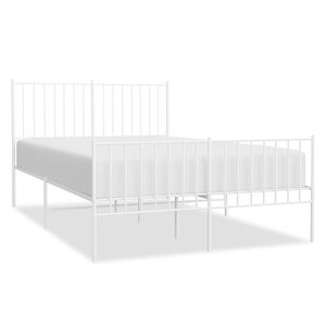 vidaXL Metal Bed Frame without Mattress with Footboard White 120x190cm