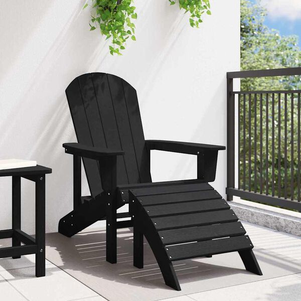 vidaXL Adirondack Chair with Cushion Black 74 x 82 x 92cm HDPE