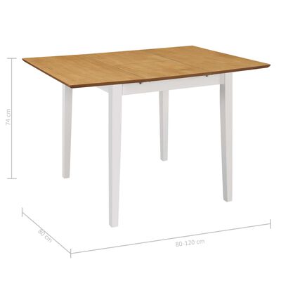 vidaXL Extendable Dining Table White (80-120)x80x74 cm MDF