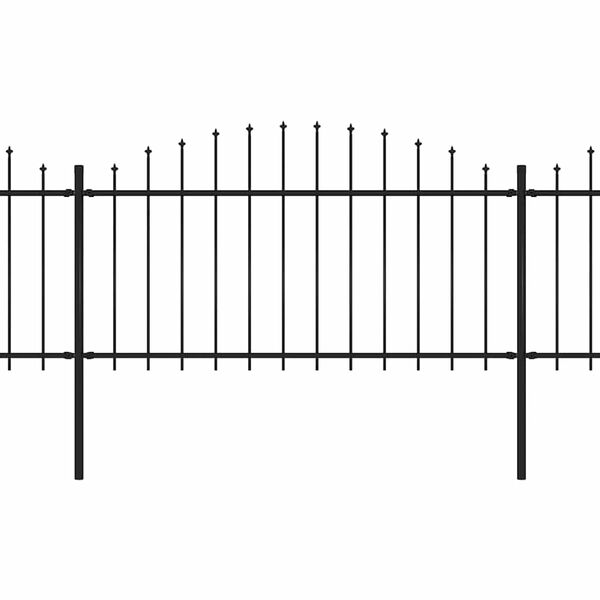 vidaXL Garden Fence with Spear Top Steel 1603.5x150 cm Black