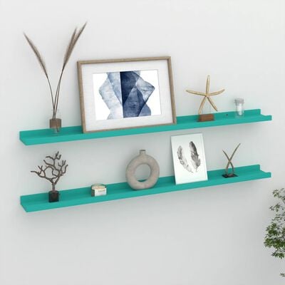 vidaXL Wall Shelves 2 pcs Blue 100x9x3 cm