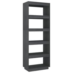 vidaXL Book Cabinet/Room Divider Grey 60x35x167 cm Solid Pinewood