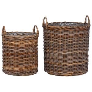 vidaXL Planter Basket with Storage 2 pcs Brown Lacak Rattan