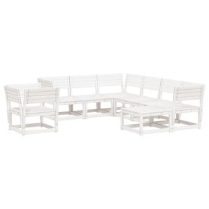 vidaXL 8 Piece Garden Lounge Set White Solid Wood Pine