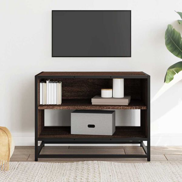 vidaXL TV Cabinet Brown Oak 61x40x46 cm Engineered Wood and Metal