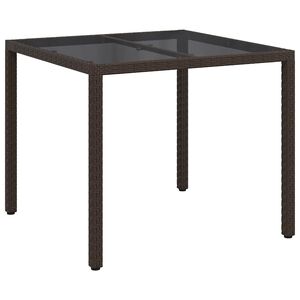 vidaXL Garden Table Brown 90 x 90 x 75 cm Poly Rattan
