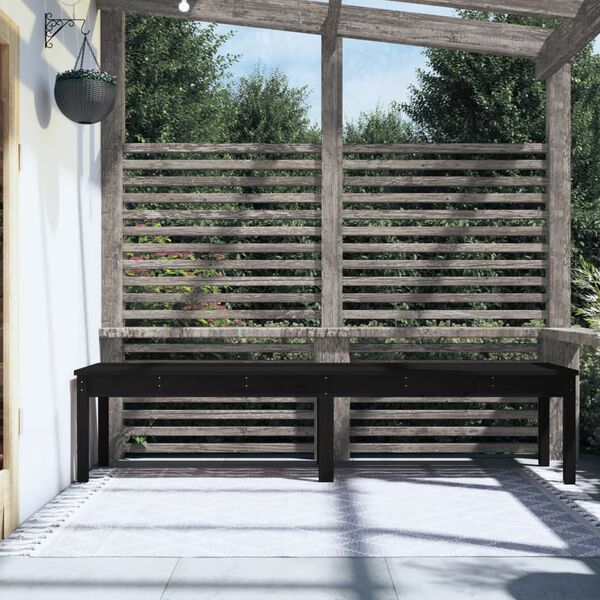 vidaXL 2-Seater Garden Bench Black 203.5x44x45 cm Solid Wood Pine