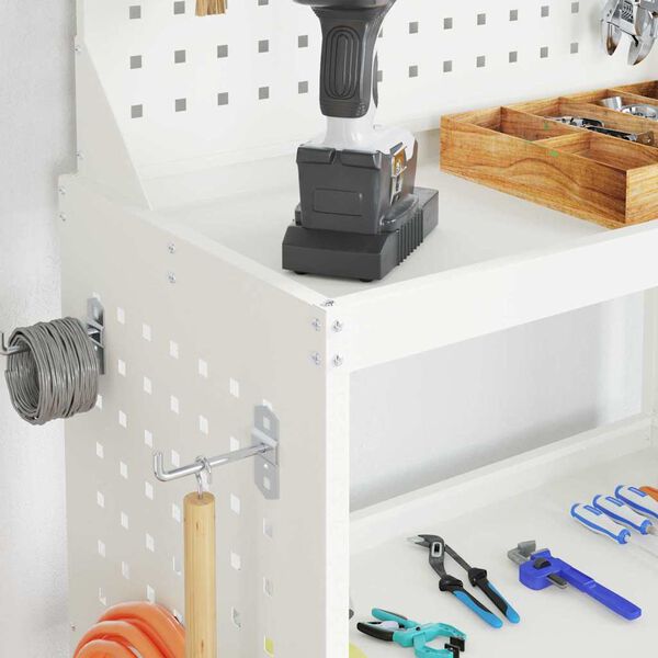 vidaXL Tool Trolley Manual White 65 x 35 x 111 cm Cold-rolded steel