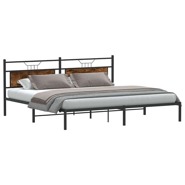vidaXL Bed Frame without Mattress Smoked Oak 193x201 cm Engineered Wood