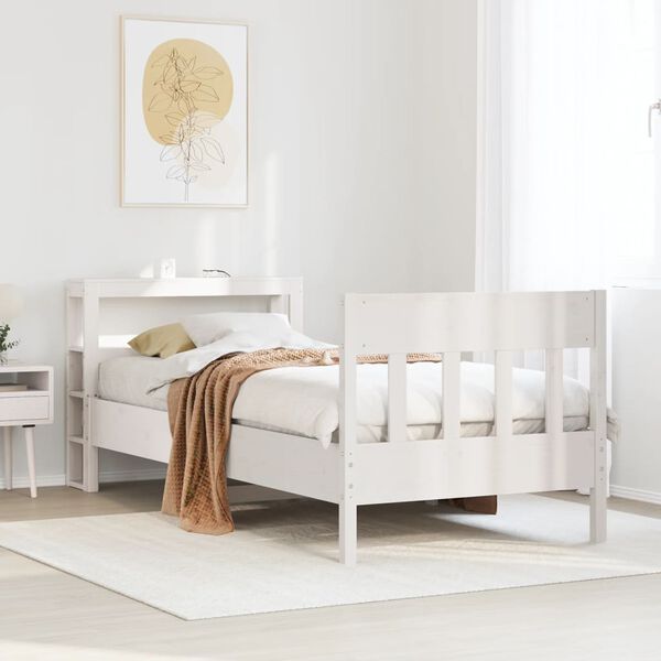 vidaXL Bed Frame without Mattress White 100x200 cm Solid Wood Pine