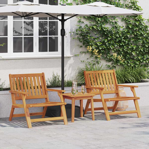 vidaXL Garden Chair 3 pcs Brown Solid Acacia Wood