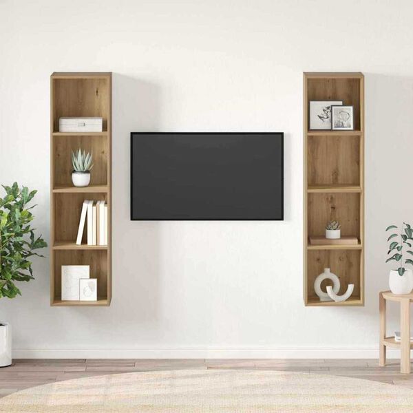 vidaXL TV Cabinet Set 2 pcs Brown 37 x 37 x 142.5 cm Engineered Wood