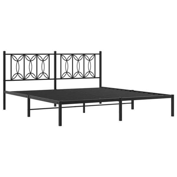 vidaXL Metal Bed Frame without Mattress with Headboard Black 183x213cm
