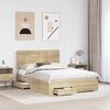 vidaXL Bed Frame with Drawer Sonoma Oak 140 x 200 cm Engineered Wood