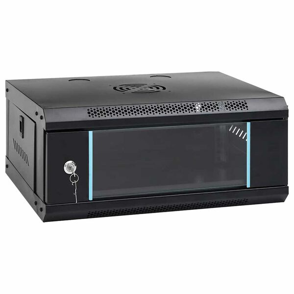 vidaXL Network Cabinet with Storage Black 53 x 35 x 21 cm Steel