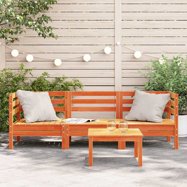 vidaXL Garden Sofa 3-Seater Wax Brown Solid Wood Pine