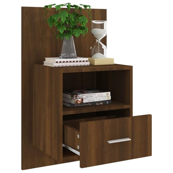 vidaXL Wall-mounted Bedside Cabinet Brown Oak