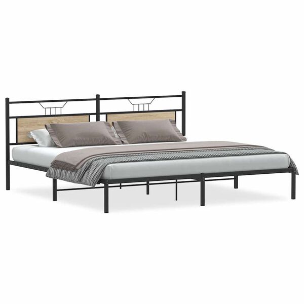 vidaXL Bed Frame without Mattress Sonoma Oak 200x200 cm Engineered Wood