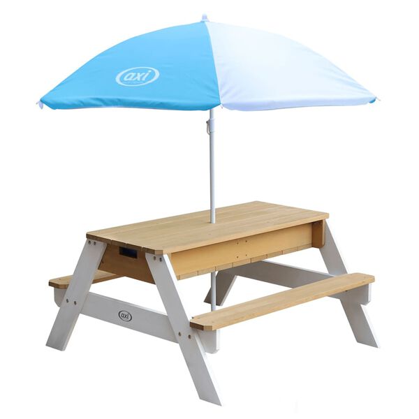 AXI Sand and Water Picnic Table Nick with Umbrella Brown and White