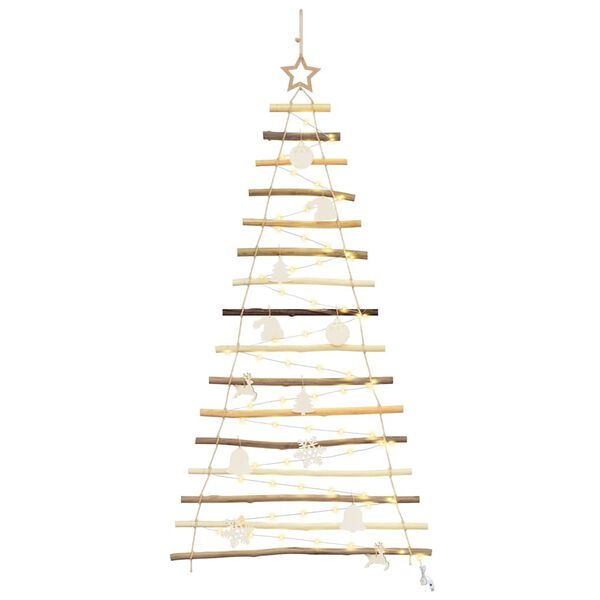 vidaXL Christmas Tree with 80 LEDs Natural 150 cm Solid Ash Wood