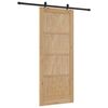 vidaXL Sliding Door Natural and Black 86 x 211 cm Solid Pine Wood