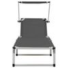 vidaXL Folding Sun Loungers with Roof 2 pcs Aluminium&Textilene Grey