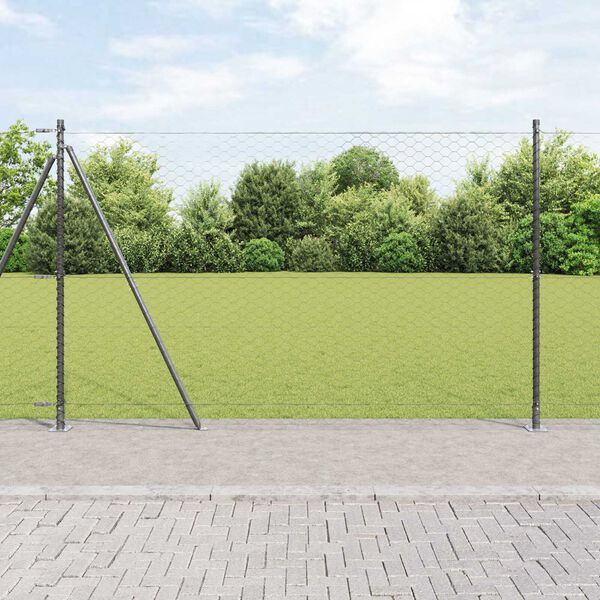 vidaXL Fence Post Grey 50 x 1.4 m (50 mm mesh) Steel and PVC