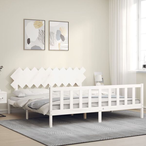vidaXL Bed Frame without Mattress White 200x200 cm Solid Wood Pine