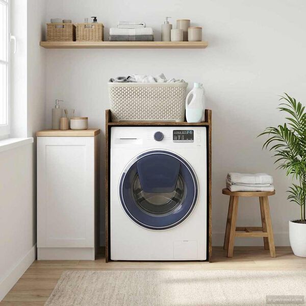 vidaXL Wash Machine Cabinet with Storage Smoked Oak 67.5 x 62 x 97 cm