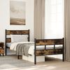 vidaXL Metal Bed Frame without Mattress Smoked Oak 107x203 cm