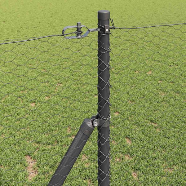 vidaXL Fence Post Grey 10 x 1 m (25 mm mesh) Steel and PVC