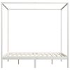vidaXL Canopy Bed Frame without Mattress White Solid Wood 160x200 cm