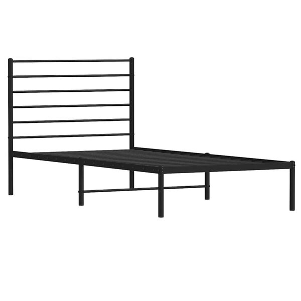 vidaXL Metal Bed Frame without Mattress with Headboard Black 107x203cm