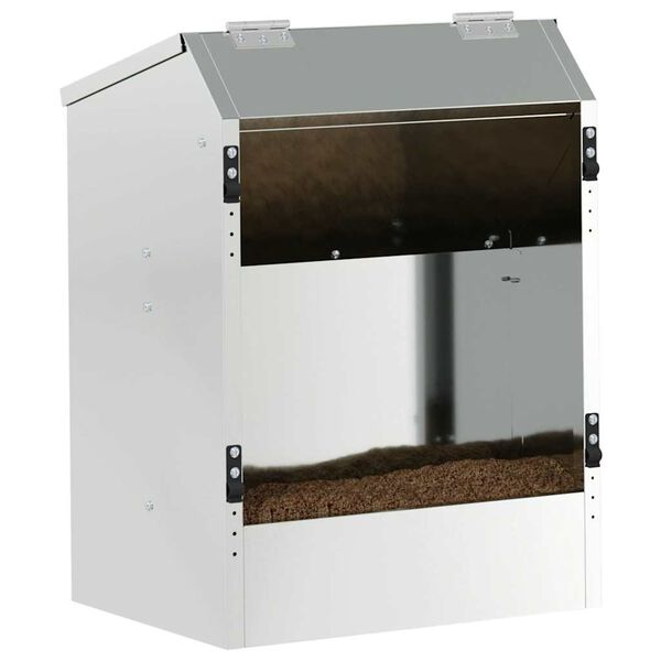 vidaXL Rabbit Feeder Silver 33.5 x 25.5 x 45.5 cm Galvanised Steel