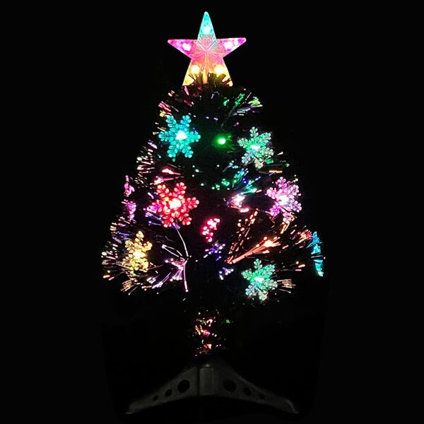 vidaXL Christmas Tree with LED Snowflakes Black 64 cm Fibre Optic