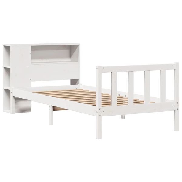 vidaXL Bookcase Bed without Mattress White 90x190 cm Single Solid Wood Pine