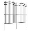 vidaXL Garden Fence with Spear Top Black 239x175 cm Powder-coated Steel