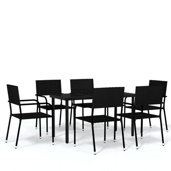 vidaXL 7 Piece Garden Dining Set Black