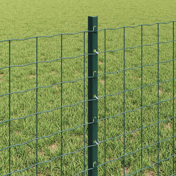 vidaXL Fence with Post Green 0.6 x 25 m Steel and PVC
