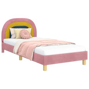 vidaXL Children's Bed Frame with Headboard Pink 90 x 190 cm Velvet