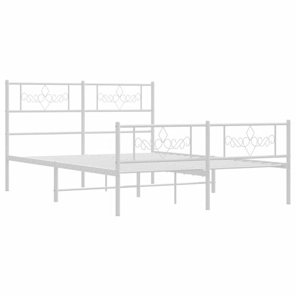 vidaXL Metal Bed Frame without Mattress with Footboard White 150x200cm