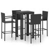 vidaXL Garden Bar Set | Black | PE rattan, powder-coated steel | Footrest