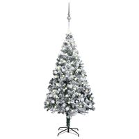vidaXL Artificial Pre-lit Christmas Tree with Ball Set Green 210 cm PVC