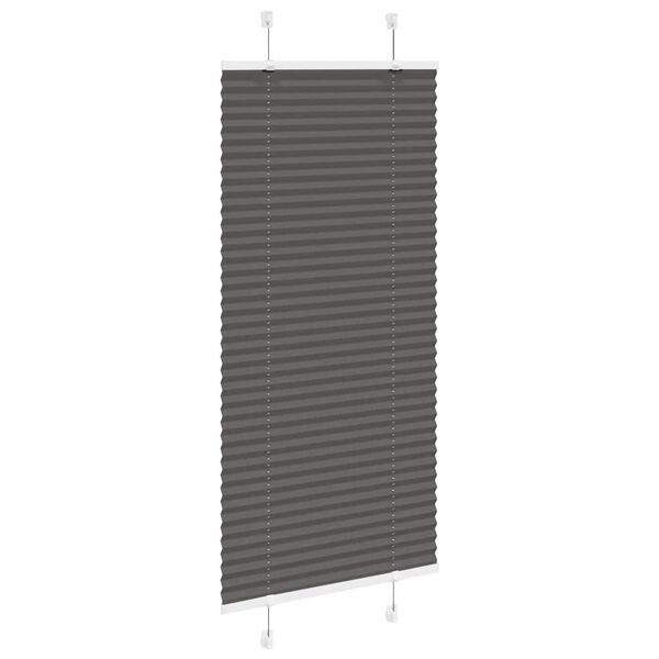 vidaXL Pleated Blind Black 65x100 cm Fabric Width 64.4 cm Polyester