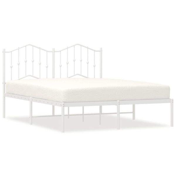 vidaXL Metal Bed Frame without Mattress with Headboard White 140x200cm