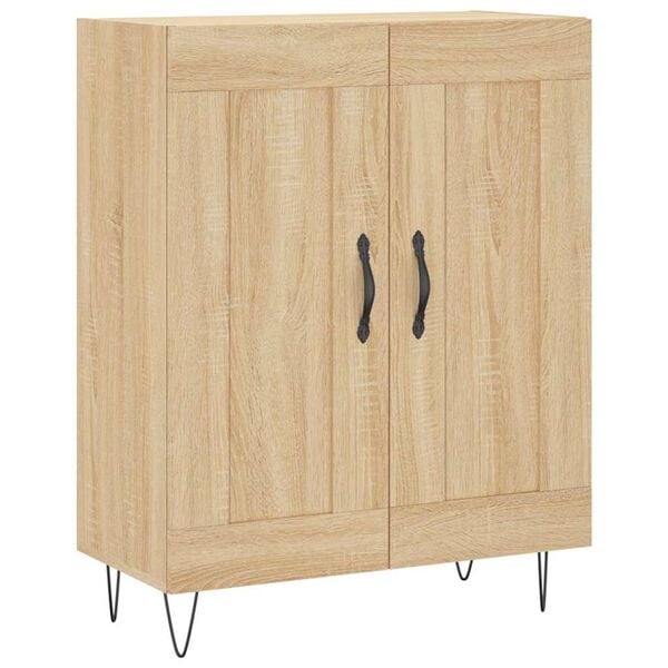 vidaXL Sideboard Sonoma oak 69.5 x 34 x 90 cm Engineered Wood and Iron