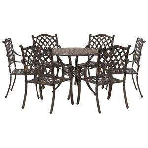 vidaXL Garden Dining Set 7 pcs Bronze Aluminium