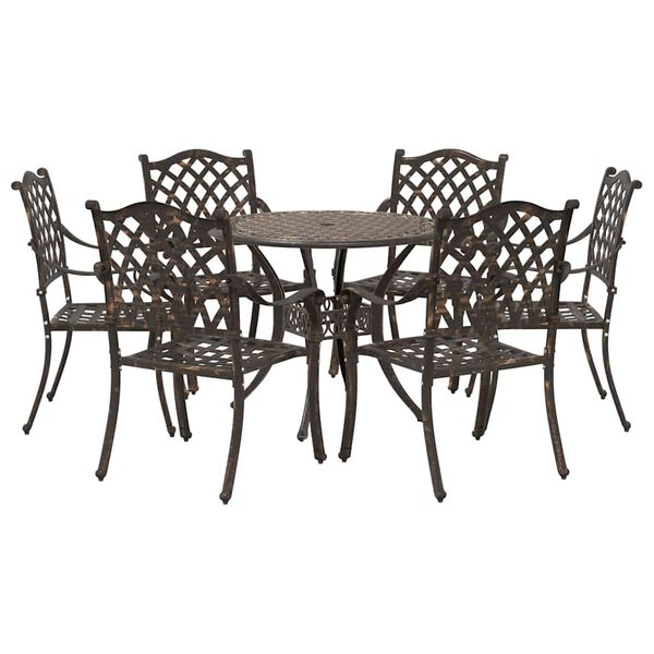 vidaXL Garden Dining Set 7 pcs Bronze Aluminium